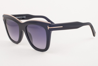 Pre-owned Tom Ford Julie 685 01c Shiny Black / Gray Gradient Sunglasses Tf685 01c 52mm