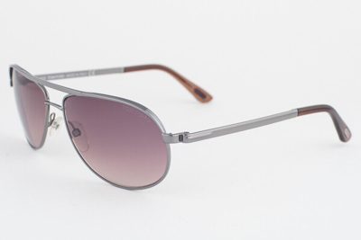 Pre-owned Tom Ford Mathias 143 08f Gunmetal / Brown Gradient Sunglasses Tf143 08f