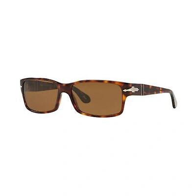 Pre-owned Persol Men's Polarized Po2803s-24/57-58 Tortoiseshell Rectangle Sunglasses In Brown