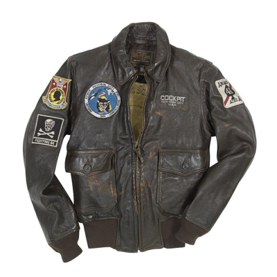 Pre-owned Cockpit Usa Uss Forrestal Carrier Pilot Jacket Vietnam Flight Z21e002i In Brown