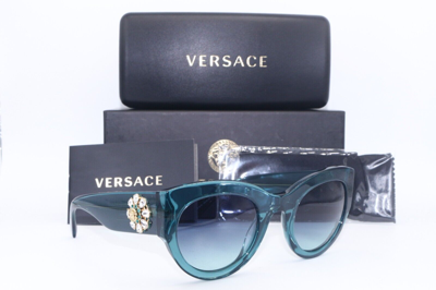 Pre-owned Versace Mod.4353-b-m 5316/4s Clear Turquoise/blue Gradient Lens Sunglasses 51-26