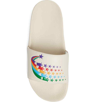 Pre-owned Gucci Rainbow Pursuit Slide Sandal Shooting Star Design Mystic White