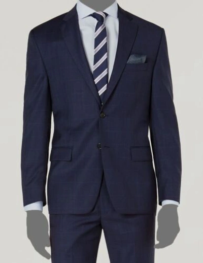 Pre-owned Lauren Ralph Lauren $640 Ralph Lauren Men's Blue Windowpane Ultraflex Classic-fit 2-piece Suit 46r