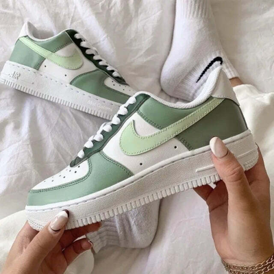 Pre-owned Nike Air Force 1 Custom Low Avocado Two Tone Green Light Shoes Men Women Kids