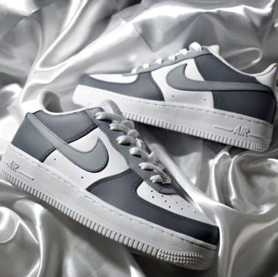 Pre-owned Nike Air Force 1 Custom Low Two Tone Light Dark Gray Shoes Men Women Kids Sizes