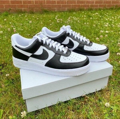 Pre-owned Nike Air Force 1 Custom Low Two Tone White Black Panda Shoes Men Women Kids