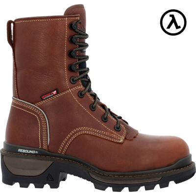 Pre-owned Rocky Rams Horn Logger Composite Toe Waterproof 400g Insulated Wor Boots Rkk0396 In Brown