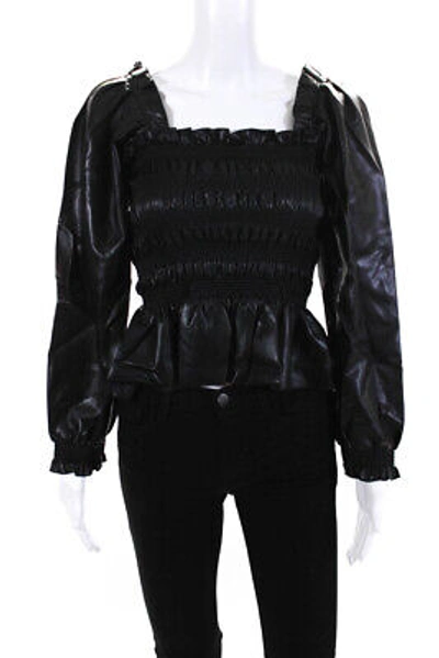 Pre-owned Philosophy Di Lorenzo Serafini Womens Faux Leather Blouse - Black Size 40