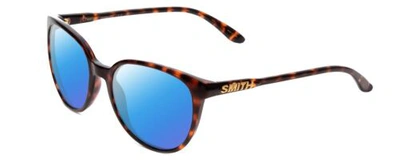 Pre-owned Smith Cheetah Lady Polarized Sunglasses 4 Options Round Tortoise Brown Gold 54mm In Blue Mirror Polar