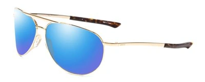 Pre-owned Smith Serpico Slim 2 Polarized Sunglasses 4 Option In Aviator Gold Tortoise 60mm In Blue Mirror Polar