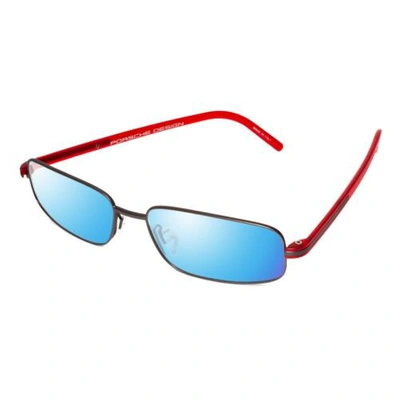 Pre-owned Porsche Design P8125-d-57 Mm Polarized Sunglasses 4 Lens Options Gun Metal & Red In Blue Mirror Polar