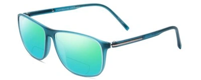 Pre-owned Porsche Design Porsche P8278-b 56 Mm Polarized Bi-focal Sunglasses Crystal Azure Turquoise Blue In Green Mirror