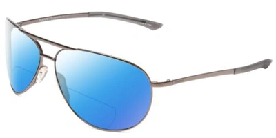 Pre-owned Smith Serpico Slim 2 Aviator Polarized Bi-focal Sunglasses Gun Metal Silver 65mm In Blue Mirror
