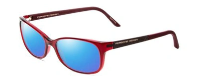 Pre-owned Porsche Design Porsche P8247-d 55mm Polarized Sunglasses In Crystal Red Matte Burgundy 4 Option In Blue Mirror Polar