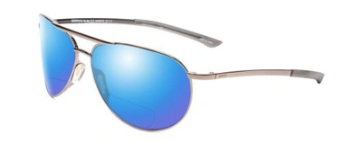 Pre-owned Smith Serpico Slim 2 Polarized Bi-focal Sunglasses In Gunmetal Silver Black 60mm In Blue Mirror