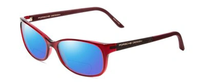 Pre-owned Porsche Design Porsche P8247-d 55mm Polarized Bi-focal Sunglasses Red Matte Burgundy 41 Options In Blue Mirror