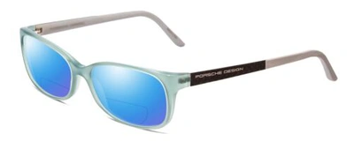 Pre-owned Porsche Design Porsche P8247-b 55 Mm Polarized Bi-focal Sunglasses Crystal Azure Aqua Blue Grey In Blue Mirror