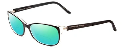 Pre-owned Porsche Design Porsche P8247-a 55mm Polarized Bi-focal Sunglasses Black Layer Crystal 41 Option In Green Mirror