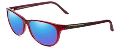 Pre-owned Porsche Design Porsche P8246-c 56mm Polarized Bi-focal Sunglasses Crystal Red Violet 41 Options In Blue Mirror