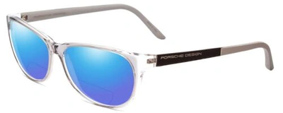 Pre-owned Porsche Design Porsche P8246-d 56 Mm Polarized Bi-focal Sunglasses Crystal Grey 41 Lens Options In Blue Mirror