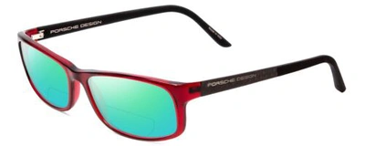 Pre-owned Porsche Design Porsche P8243-c 54mm Polarize Bi-focal Sunglasses Crystal Cherry Red Matte Black In Green Mirror