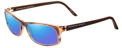 Pre-owned Porsche Design Porsche P8243-b 54mm Polarized Bi-focal Sunglasses Crystal Brown Matte 41 Option In Blue Mirror