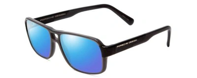 Pre-owned Porsche Design Porsche P8217-c 56mm Polarized Sunglasses Light Grey Carbon Fiber 4 Lens Options In Blue Mirror Polar