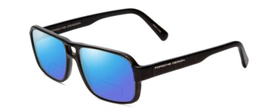 Pre-owned Porsche Design Porsche P8217-a 56mm Polarize Bi-focal Sunglasses Crystal Dark Grey Carbon Fiber In Blue Mirror