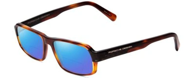 Pre-owned Porsche Design Porsche P8215-b 55mm Polarize Bi-focal Sunglass Tortoise Brown Gold Carbon Fiber In Blue Mirror