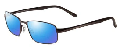 Pre-owned Porsche Design Porsche P8212-c 56mm Polarized Bi-focal Sunglasses Dark/matte Brown Lens Options In Blue Mirror