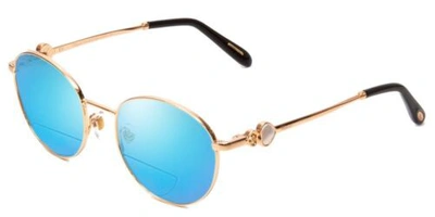 Pre-owned Chopard Vchc52s-08fc Polarized Bi-focal Sunglasses In Copper Gold 51mm 41 Option In Blue Mirror