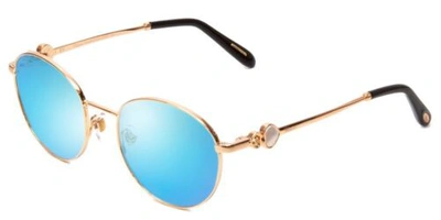 Pre-owned Chopard Vchc52s-08fc Ladies Polarized Sunglasses In Copper Gold 51mm Choose Lens In Blue Mirror Polar