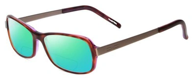 Pre-owned Porsche Design Porsche P8207d Cateye 53mm Polarize Bi-focal Sunglass Tortoise Havana Red Silver In Green Mirror