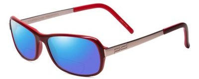 Pre-owned Porsche Design Porsche P8207-b Cateye 53mm Polarize Bi-focal Sunglasses Red Gunmetal 41 Options In Blue Mirror