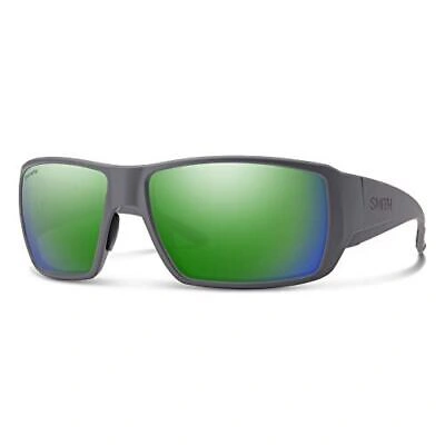 Pre-owned Smith Guides Choice Xl Sunglasses Matte Cement &cp Glass Polarized Green Mirror In Multicolor