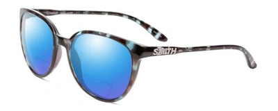 Pre-owned Smith Cheetah Women's Polarized Bi-focal Sunglasses In Sky Tortoise Marble 54 Mm In Blue Mirror