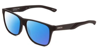 Pre-owned Smith Lowdown Steel Classic Polarized Sunglasses In Matte Black 56 Mm 4 Options In Blue Mirror Polar