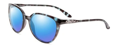 Pre-owned Smith Cheetah Ladies Polarized Sunglass 4 Option Cateye Sky Tortoise Marble 54mm In Blue Mirror Polar