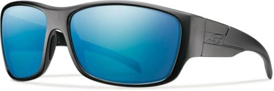 Pre-owned Smith Optics Frontman Elite In Black & Polarized Blue Mirror Lens In Multicolor
