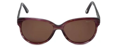 Pre-owned Chopard Designer Sunglasses Sch150s-06xd In Violet-striped With Brown Lens