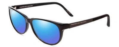 Pre-owned Porsche Design P8246-a Unisex Oval 56mm Polarized Sunglasses Black 4 Lens Option In Blue Mirror Polar