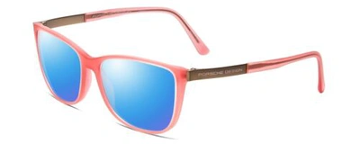Pre-owned Porsche Design S P8266-d Cateye 54 Mm Polarized Sunglasses Crystal Rose Gold Pink In Blue Mirror Polar
