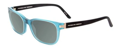 Pre-owned Porsche Design S P8250-c 55 Mm Polarized Sunglasses Crystal Azure Aqua Blue Black In Smoke Grey Polar