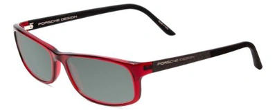 Pre-owned Porsche Design S P8243-c 54mm Polarized Sunglasses Crystal Cherry Red Matte Black In Smoke Grey Polar