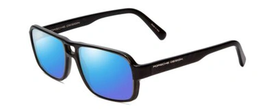 Pre-owned Porsche Design S P8217-a 56mm Polarized Sunglasses Crystal Dark Grey Carbon Fiber In Blue Mirror Polar