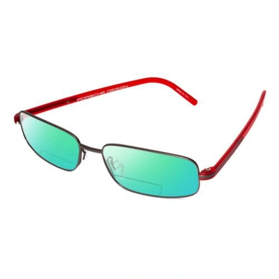 Pre-owned Porsche Design P8125-d-57mm Polarized Bi-focal Sunglasses 41 Option Gunmetal&red In Green Mirror