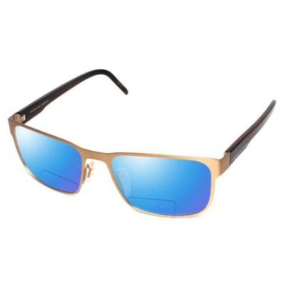 Pre-owned Porsche Design P8291-d-55 Mm Polarized Bi-focal Sunglasses In Copper&brown Horn In Blue Mirror