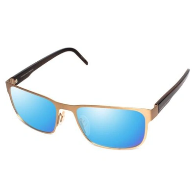 Pre-owned Porsche Design P8291-d-55mm Polarized Sunglasses 4 Lens Option Copper&brown Horn In Blue Mirror Polar