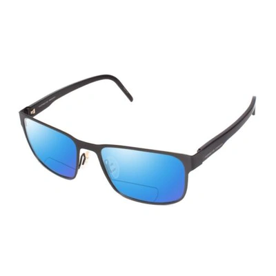 Pre-owned Porsche Design P8291-a-55 Mm Polarized Bi-focal Sunglasses Gun Metal Grey&black In Blue Mirror