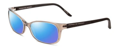 Pre-owned Porsche Design P8247-c 55mm Polarized Sunglasses In Crystal Grey Brown 4 Options In Blue Mirror Polar